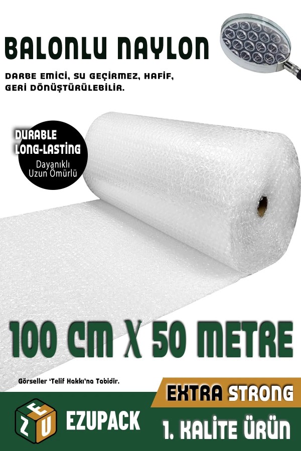 Balonlu Naylon 100cm X 50 Metre 1. Kalite Kalın Havalı Naylon Balonlu Naylon Pat Pat Pıt Pıt