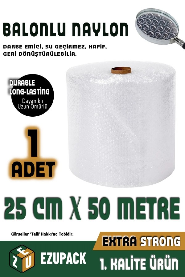 1. Kalite Balonlu Naylon  25 cm X 50 Metre Havalı Naylon Balonlu Naylon Pat Pat Pıt Pıt