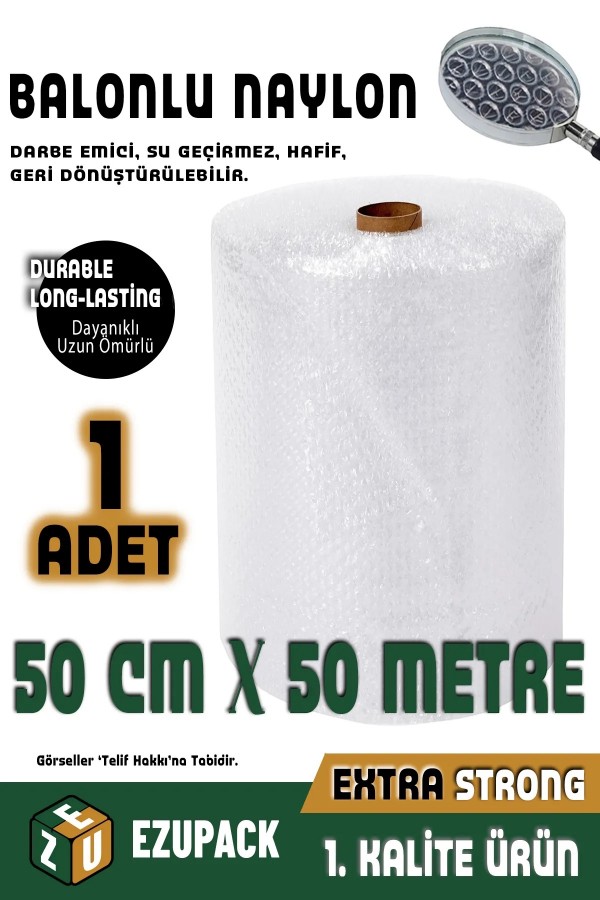 Balonlu Naylon 50 cm X 50 Metre 1. Kalite Kalın Havalı Naylon Balonlu Naylon Pat Pat Pıt Pıt